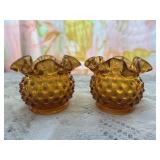Amber Hobnail Fluted dishes