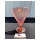 Vintage Pink Iridescent Glass Vase