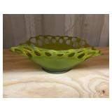 Green frosted glass dish