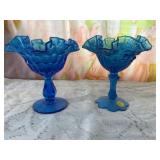 Two Fenton Ruffle Dishes
