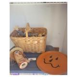Wicker basket and fall decor