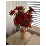 Pottery vase with flowers