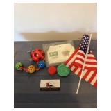 Lady bugs, advertisers & flag