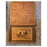 Vintage wooden game board & tray