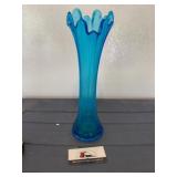 Fenton swung glass blue vase