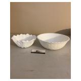 White glass bowls