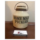 Stoneware homemade pickle jar