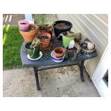 Outdoor side table with plants