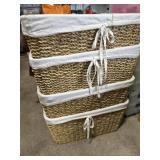 4 large wicker baskets with liners