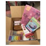 box of art supplies