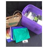 Tote of fabric & craft supplies