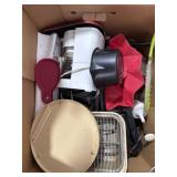 box of baking pans + miscellaneous items