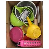 box of kitchen utensils