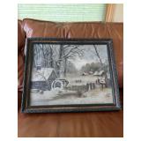 Vintage framed canvas