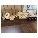 Wooden hand made semi and belly dump trailer