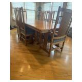Amish Mission style dining room table and six