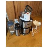 Coffee pot, miscellaneous linens, decor
