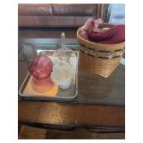 Milk glass basket and decor