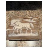 Carved horse and colt jewelry box