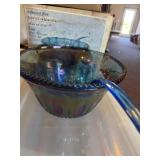 Iridescent, carnival glass punch bowl set