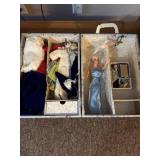 Vintage doll case with doll and clothing
