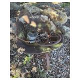 Wheel barrow yard decor