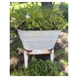 Galvanized wash tub on stand - note it is full of