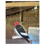Wooden cardinal bird feeder