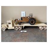 Wooden handmade semi and wood case tractor