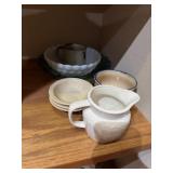 Stoneware milk glass in miscellaneous dishes
