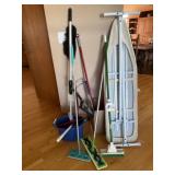 Brooms, mops, ironing board, gripping grabs
