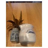 Stoneware vase, and picture