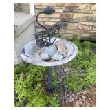 Birdbath with cast-iron base