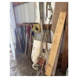 Tow strap, rope pulley, hand tools and
