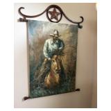 Rustic Cowboy wall hanging painted canvas