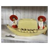 MCM ceramic oriental boat lamp