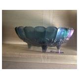 Footed carnival glass serving bowl