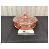 Pink Depression Glass Covered Dish