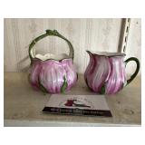 Vintage tulip cream and sugar