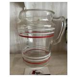 MCM red and white striped pitcher