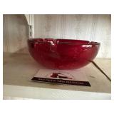 Red crackle glass ash tray