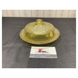 Yellow Glass Butter Dish