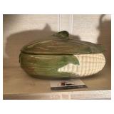 MCM ceramic corn cob serving bowl with lid