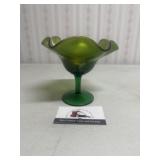 Fenton green ruffle edge compote