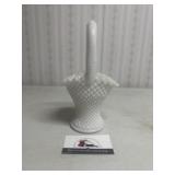 Milk glass diamond point basket