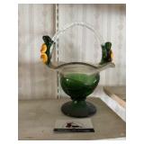 Murano style hand blown glass basket