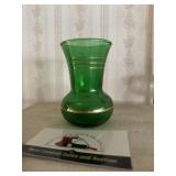 Green glass bud vase