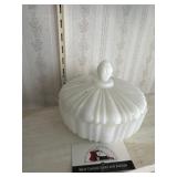 Milk glass candy dish with lid