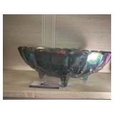Footed carnival glass bowl