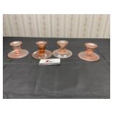 Pink Depression Glass Candlestick Holders